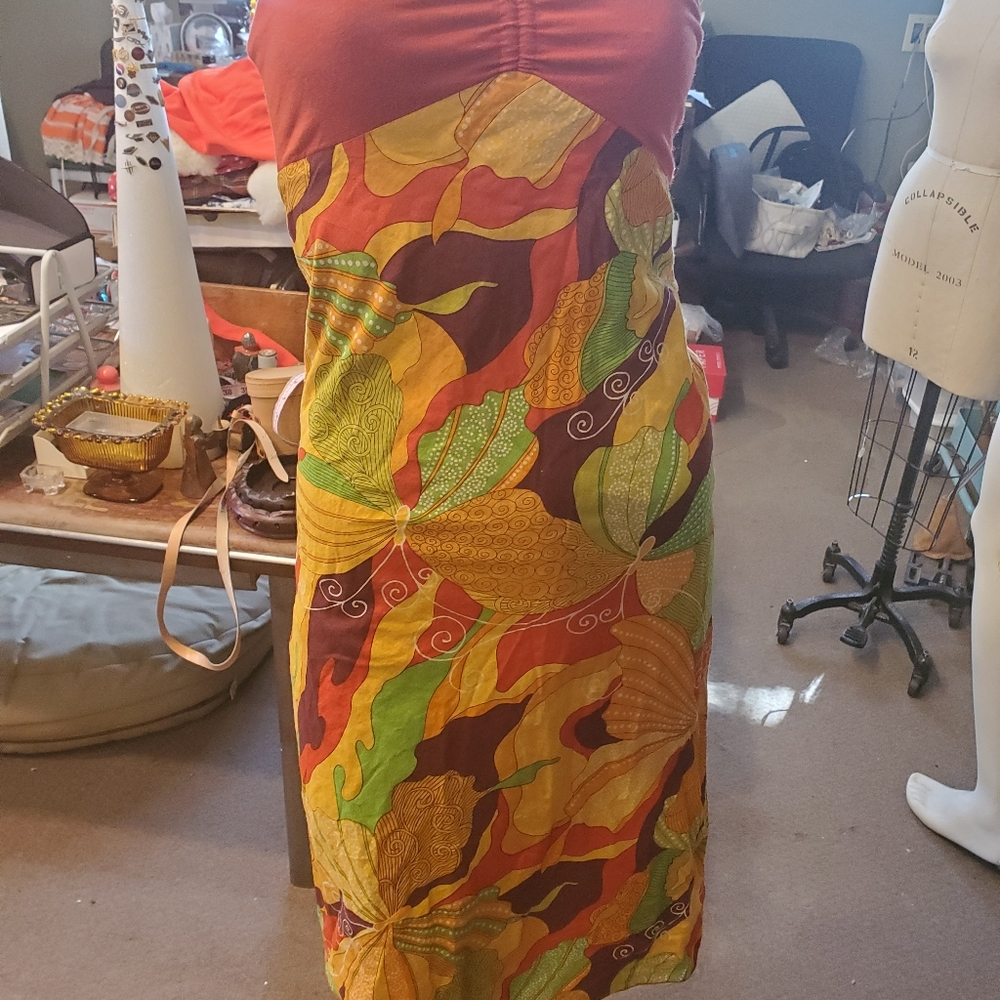Lux Cotton Spandex Strapless Butterfly print dress